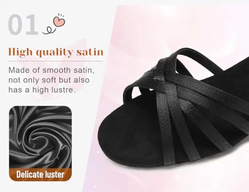 HROYL Scarpe da Ballo Latino Americano Ragazza Scarpe da Ballo Salsa Bambina con Tacco 4cm Modello miniatura 3