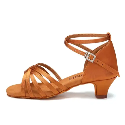 HROYL Scarpe da Ballo Latino Americano Ragazza Scarpe da Ballo Salsa Bambina con Tacco 4cm Modello