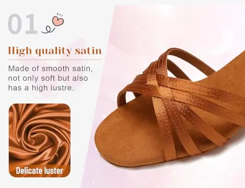HROYL Scarpe da Ballo Latino Americano Ragazza Scarpe da Ballo Salsa Bambina con Tacco 4cm Modello miniatura 3