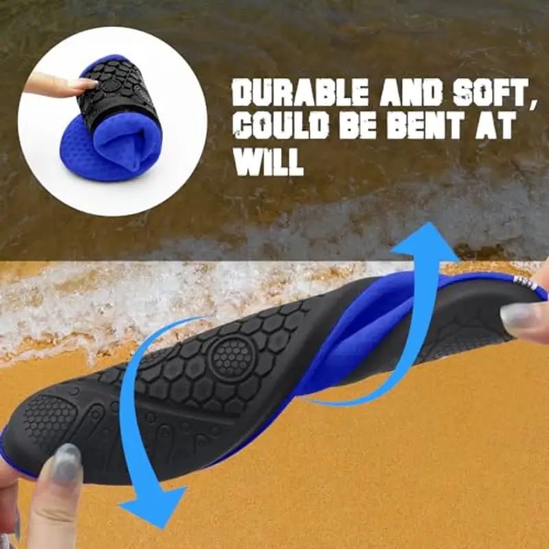 HTRTRR Aqua Scarpe da spiaggia da uomo e da donna, per sport acquatici, ad asciugatura rapida, antiscivolo, a piedi nudi, blu zaffiro, 38/39 EU miniatura 3