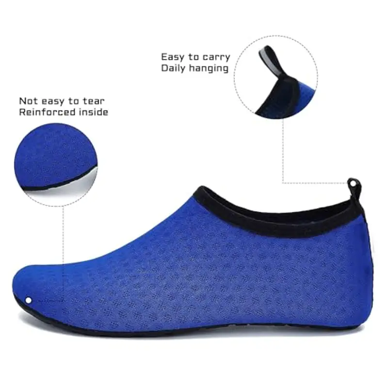 HTRTRR Aqua Scarpe da spiaggia da uomo e da donna, per sport acquatici, ad asciugatura rapida, antiscivolo, a piedi nudi, blu zaffiro, 44/45 EU miniatura 2