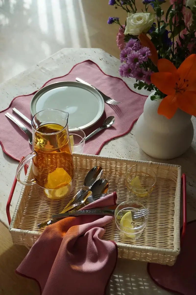 vassoio decorativo Splint 42 x 27 x 10 cm colore rosso miniatura 3