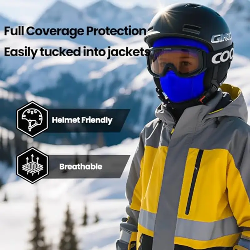 Huccik Passamontagna Invernale per Bambini, Antivento, Maschera da Sci per Ragazzi, Sciarpa Multifunzione Riscaldante Balaclava per Sciare e Andare in Bicicletta (IT, Testo, Taglia Unica, Blu Reale) miniatura 2
