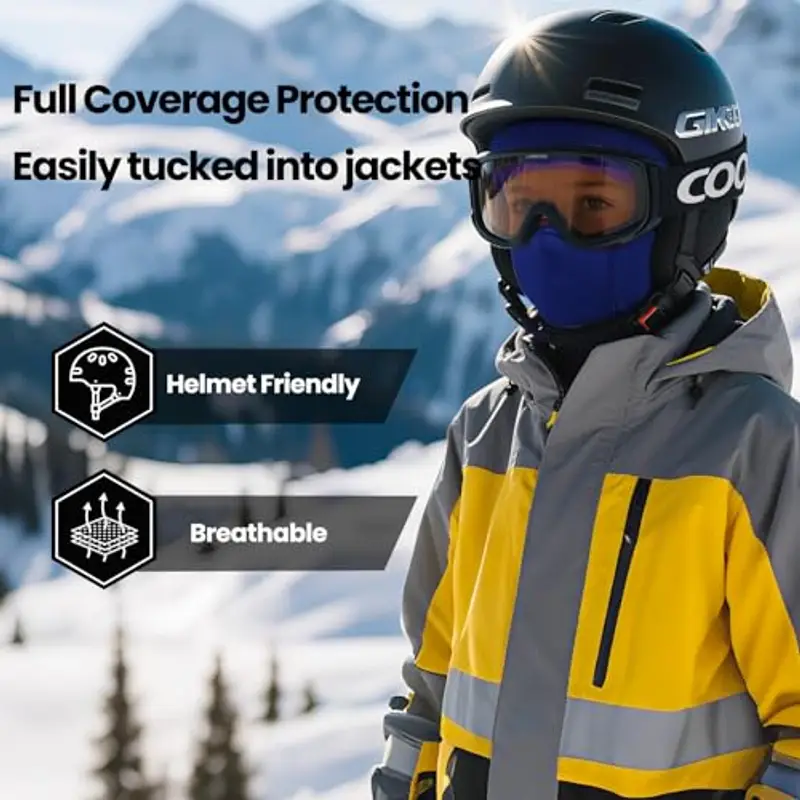 Huccik Passamontagna Invernale per Bambini, Antivento, Maschera da Sci per Ragazzi, Sciarpa Multifunzione Riscaldante Balaclava per Sciare e Andare in Bicicletta (IT, Testo, Taglia Unica, Blu Scuro) miniatura 3