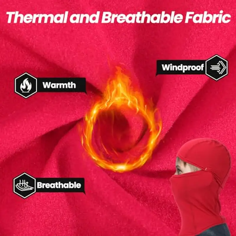 Huccik Passamontagna Invernale per Bambini, Antivento, Maschera da Sci per Ragazzi, Sciarpa Multifunzione Riscaldante Balaclava per Sciare e Andare in Bicicletta (IT, Testo, Taglia Unica, Rosa) miniatura 2