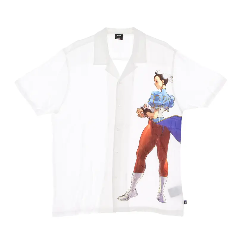 Camicia Manica Corta Uomo Chun Li Resort Shirt X Street Fighter White