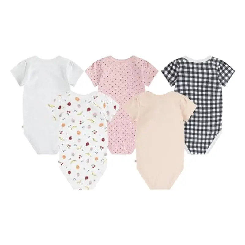 Huggies Little Hugs 5-Pack Elevated Bodysuit Undershirt, Pesca Pallido, 9 Mesi (Pacco da 5) Baby Girls miniatura 2