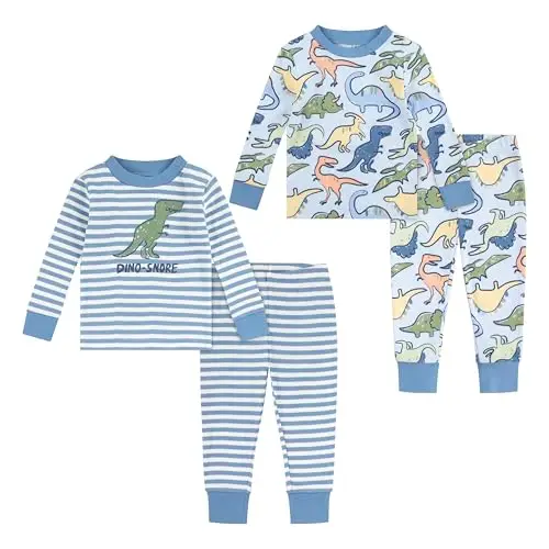 Huggies Little Hugs Huggies Snug Sleep Set (4-Pieces) Pajama, Blue/Green, 4 Anni Boy's