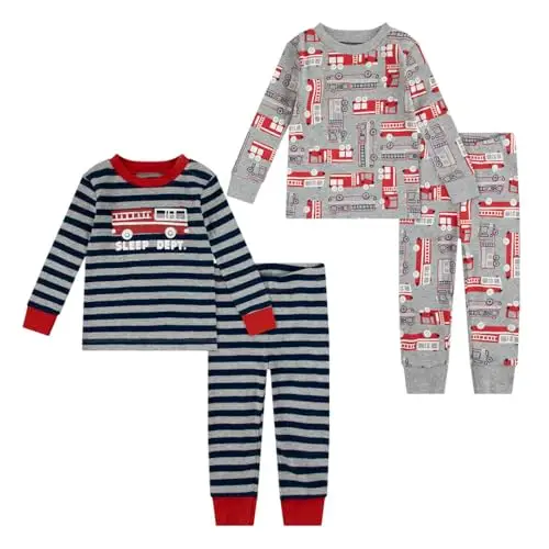 Huggies Little Hugs Huggies Snug Sleep Set (4-Pieces) Pajama, Heather Grey/Blue, 3 Anni Boy's