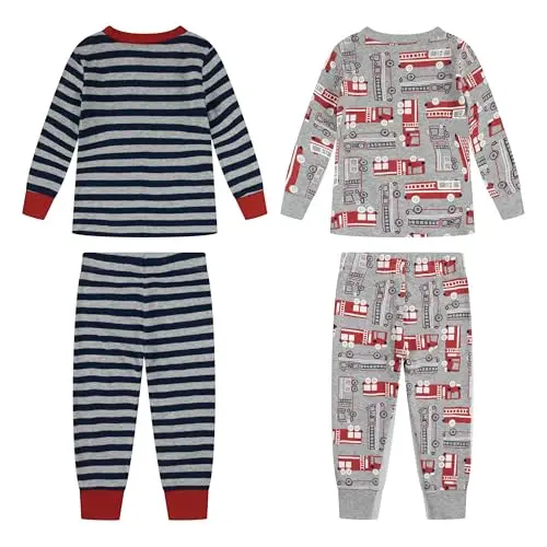 Huggies Little Hugs Huggies Snug Sleep Set (4-Pieces) Pajama, Heather Grey/Blue, 3 Anni Boy's miniatura 2
