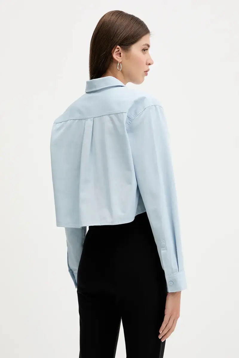 camicia in cotone donna colore blu 50542967 miniatura 3