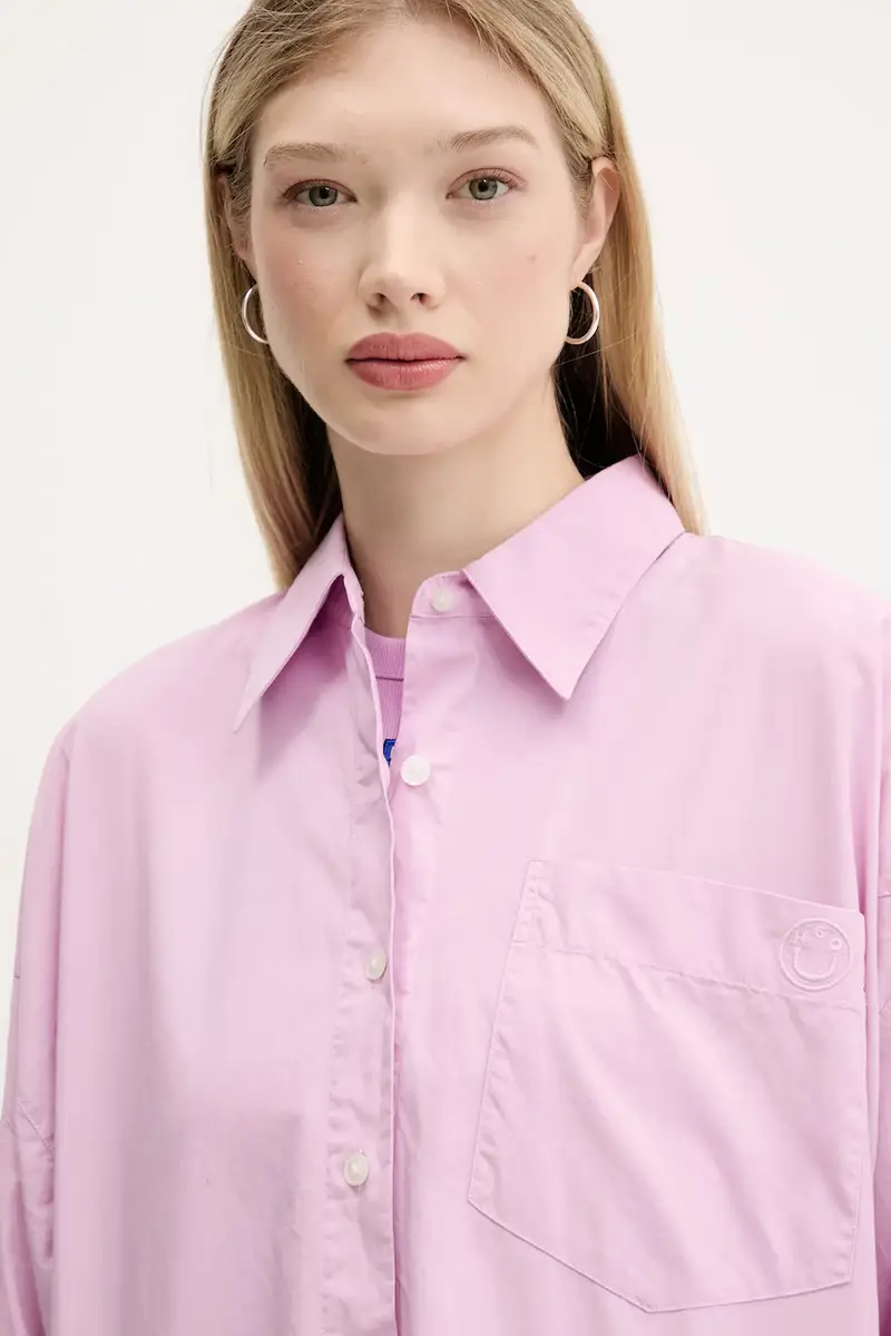 camicia in cotone donna colore violetto 50542970 miniatura 4