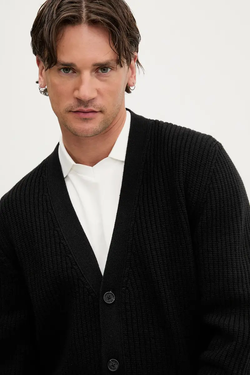 HUGO Blue Cardigan Uomo Nero 3263839 miniatura 4