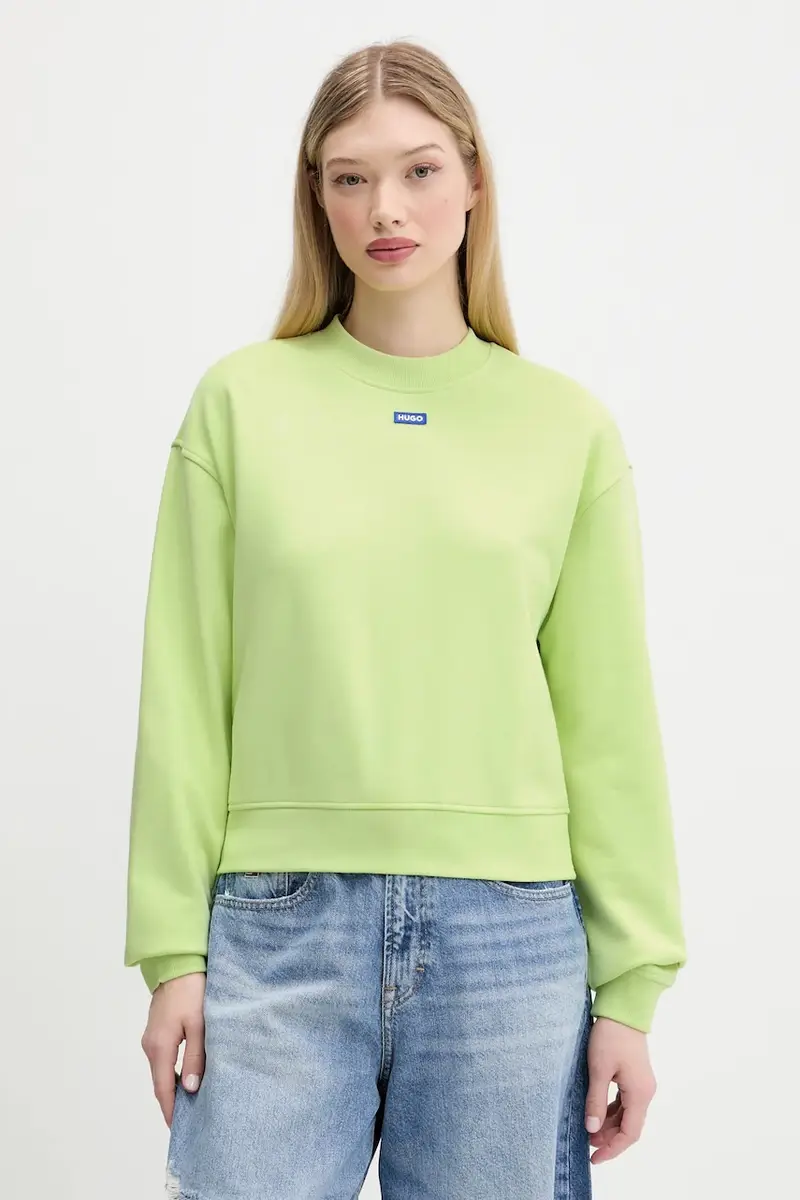 felpa in cotone colore bianco con applicazione 50534344 Verde