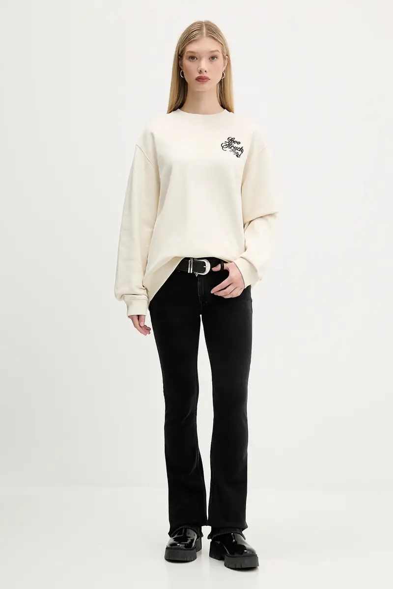 felpa in cotone donna colore beige 50550142 miniatura 2