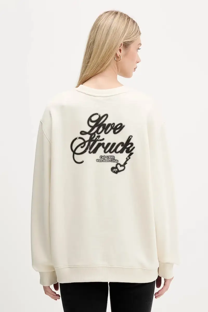 felpa in cotone donna colore beige 50550142 miniatura 3