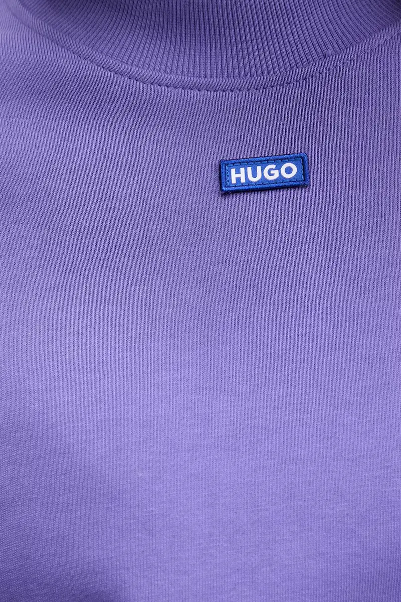 felpa in cotone donna colore bianco con applicazione 50534344 Violetto miniatura 5