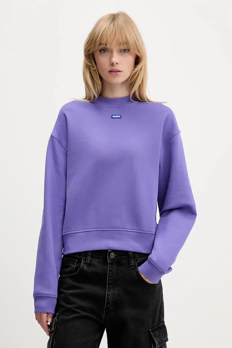 felpa in cotone donna colore bianco con applicazione 50534344 Violetto