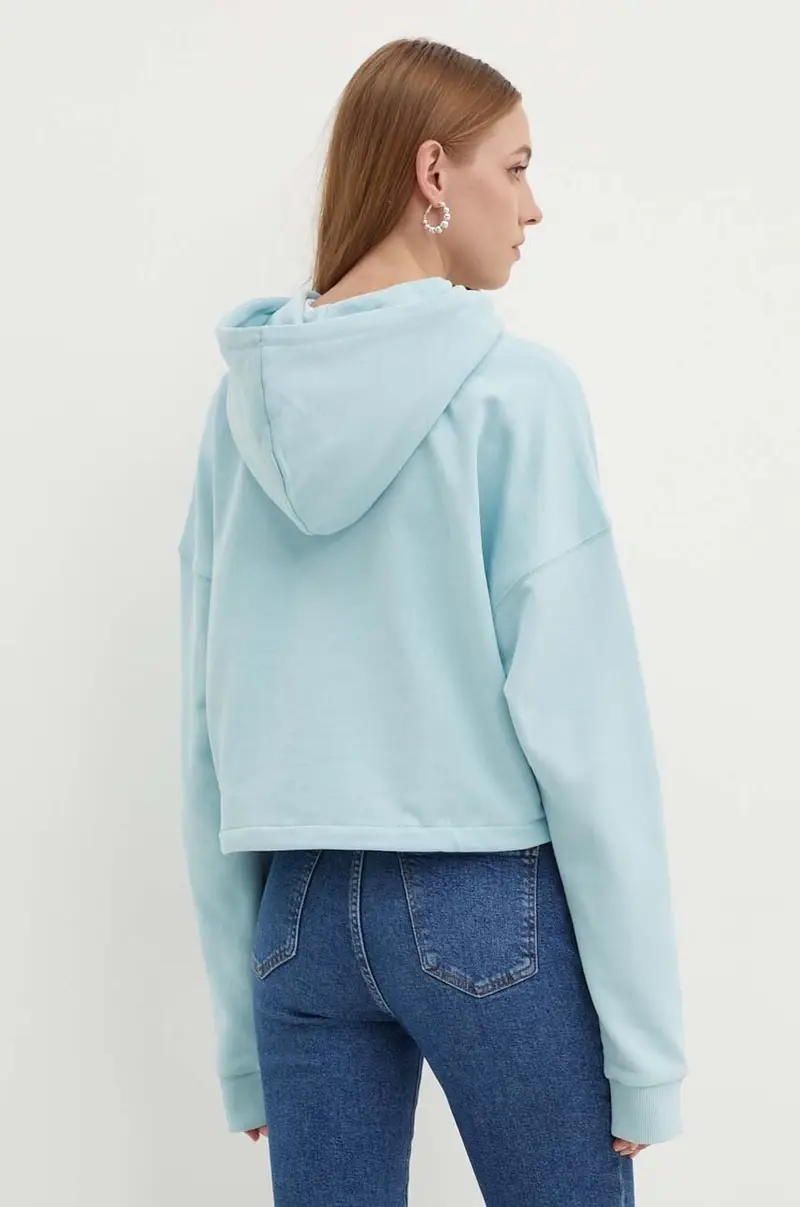 felpa in cotone donna colore blu con cappuccio 50520122 miniatura 3