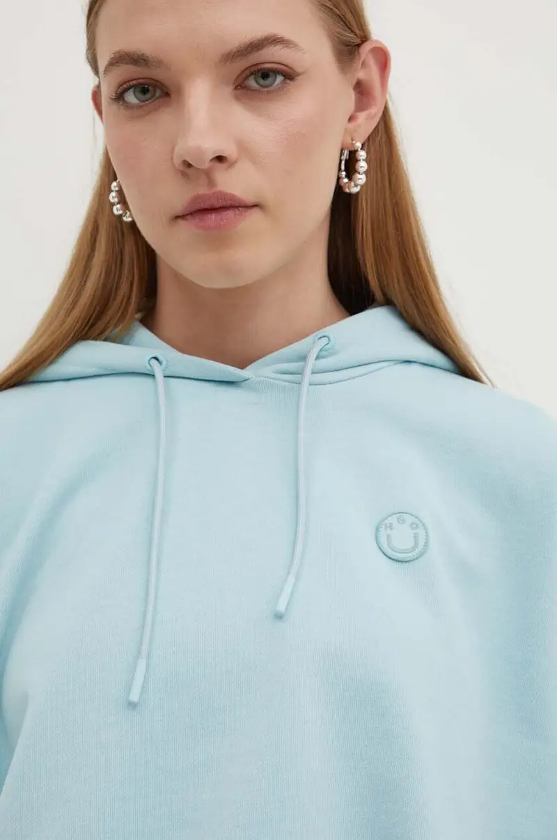 felpa in cotone donna colore blu con cappuccio 50520122 miniatura 4