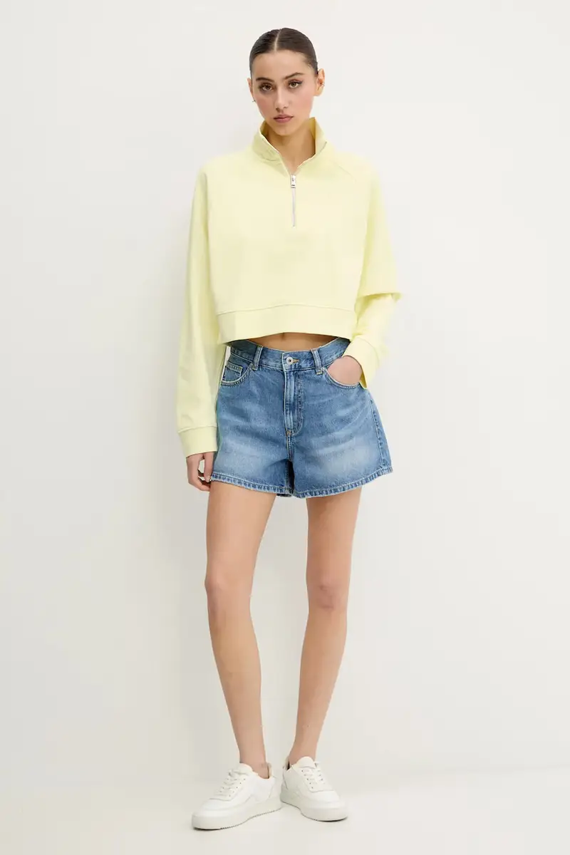 felpa in cotone donna colore giallo 50537102 miniatura 2