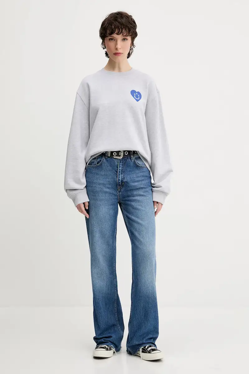 felpa in cotone donna colore grigio 50545052 miniatura 2