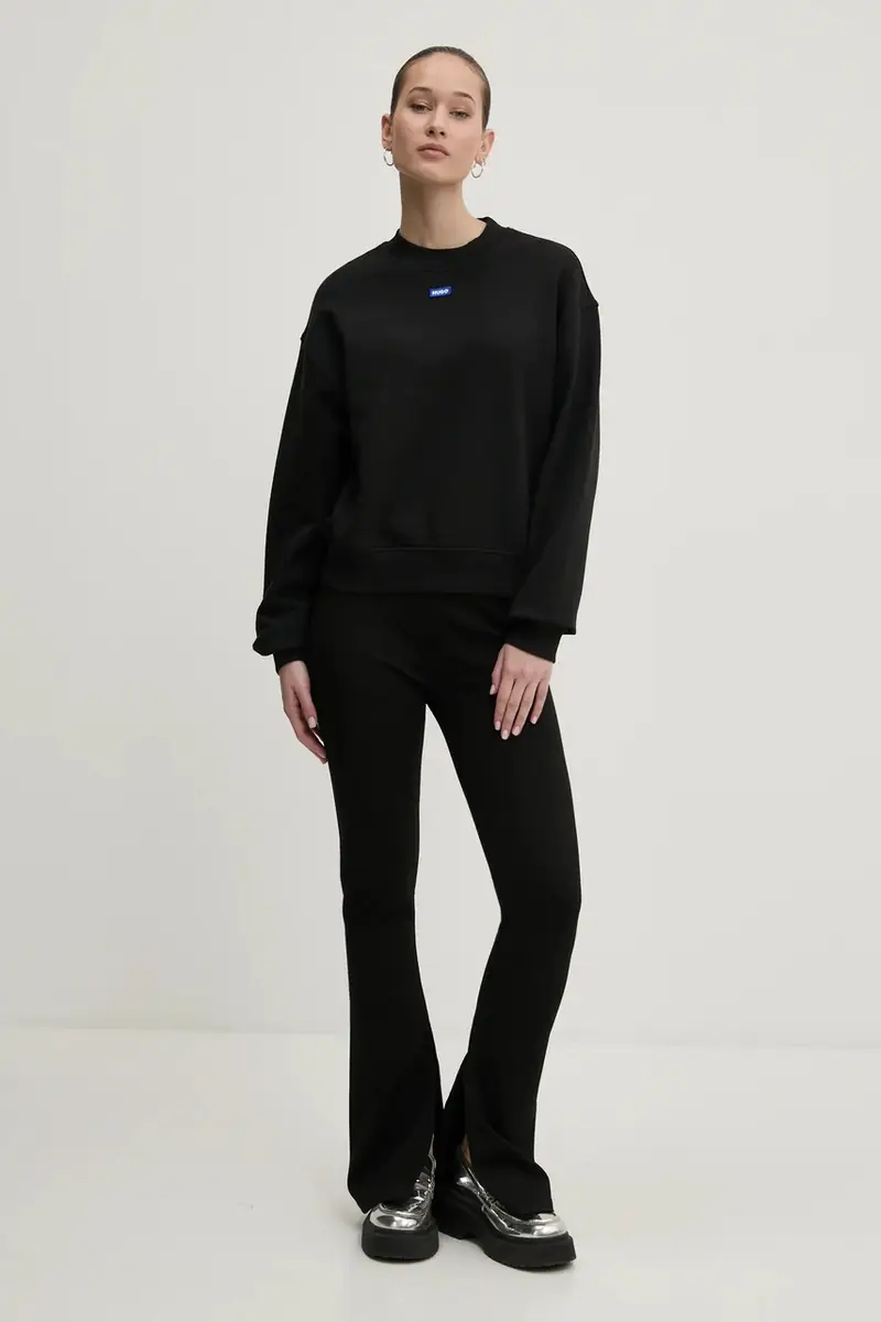 felpa in cotone donna colore nero con applicazione 50534344 miniatura 2