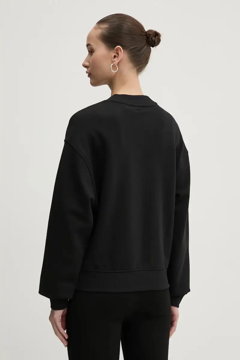 felpa in cotone donna colore nero con applicazione 50534344 miniatura 3