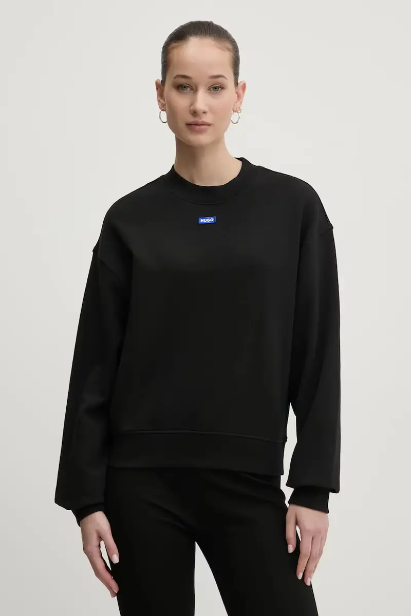 felpa in cotone donna colore nero con applicazione 50534344