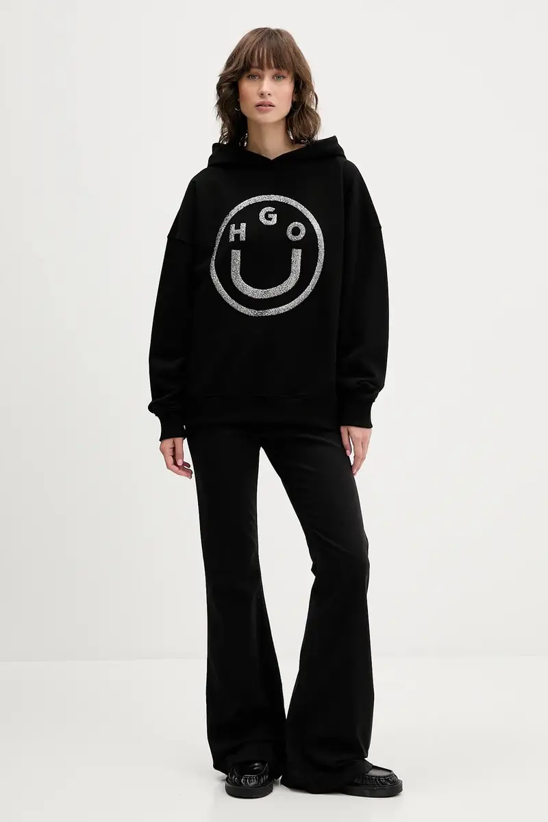 felpa in cotone donna colore nero con cappuccio 50550709 miniatura 2