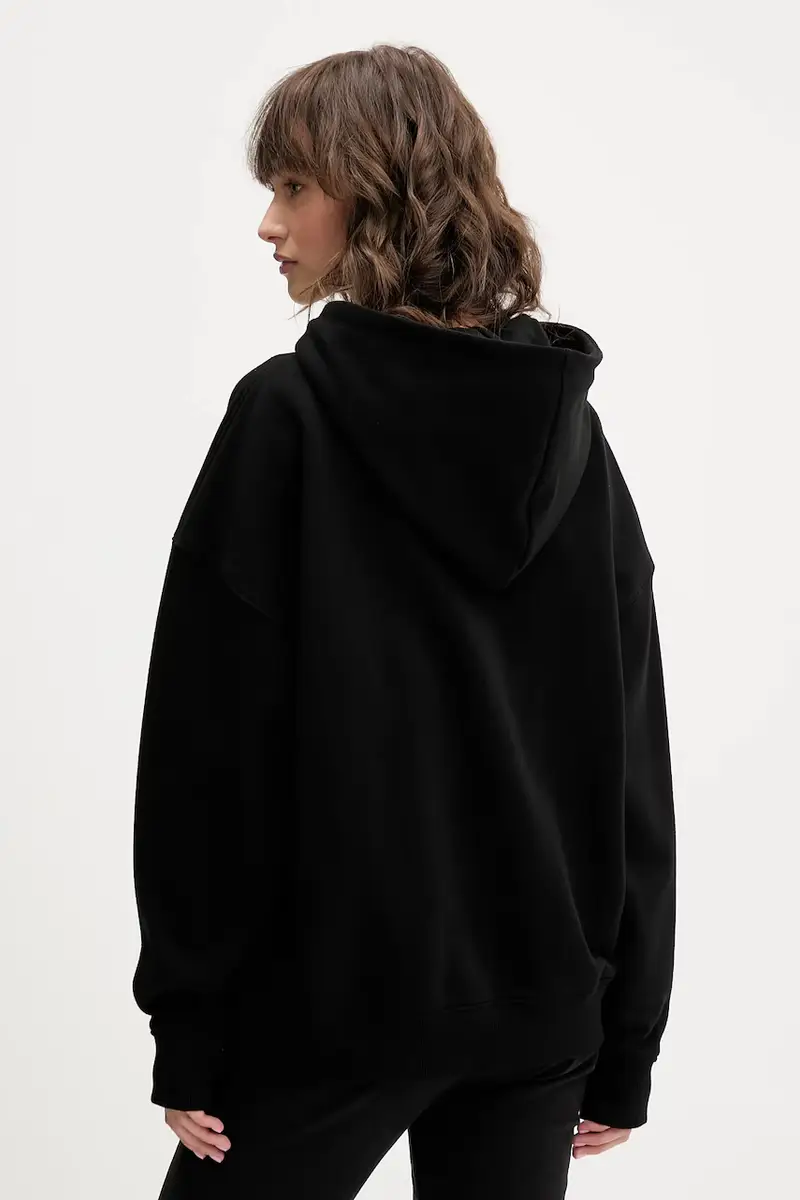 felpa in cotone donna colore nero con cappuccio 50550709 miniatura 3