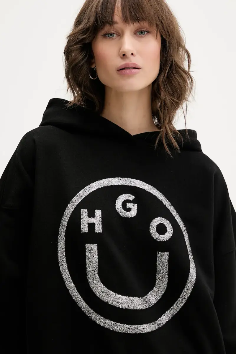 felpa in cotone donna colore nero con cappuccio 50550709 miniatura 4