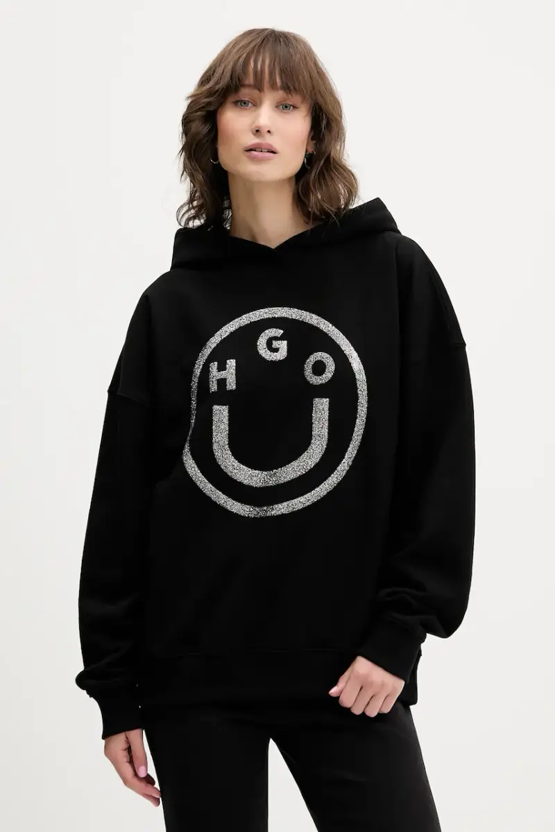 felpa in cotone donna colore nero con cappuccio 50550709