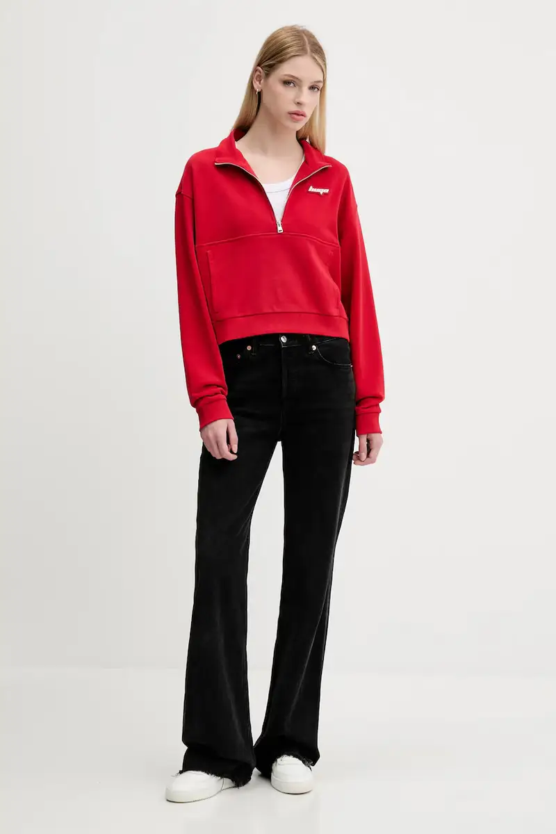 felpa in cotone donna colore rosso 50542972 miniatura 2