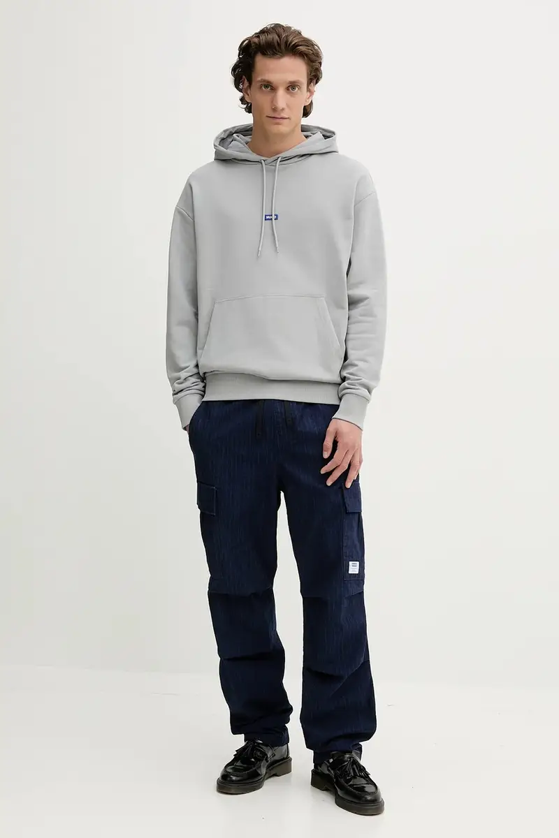 felpa in cotone uomo colore beige con cappuccio 50522374 Grigio miniatura 2