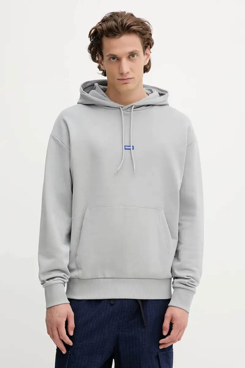 felpa in cotone uomo colore beige con cappuccio 50522374 Grigio