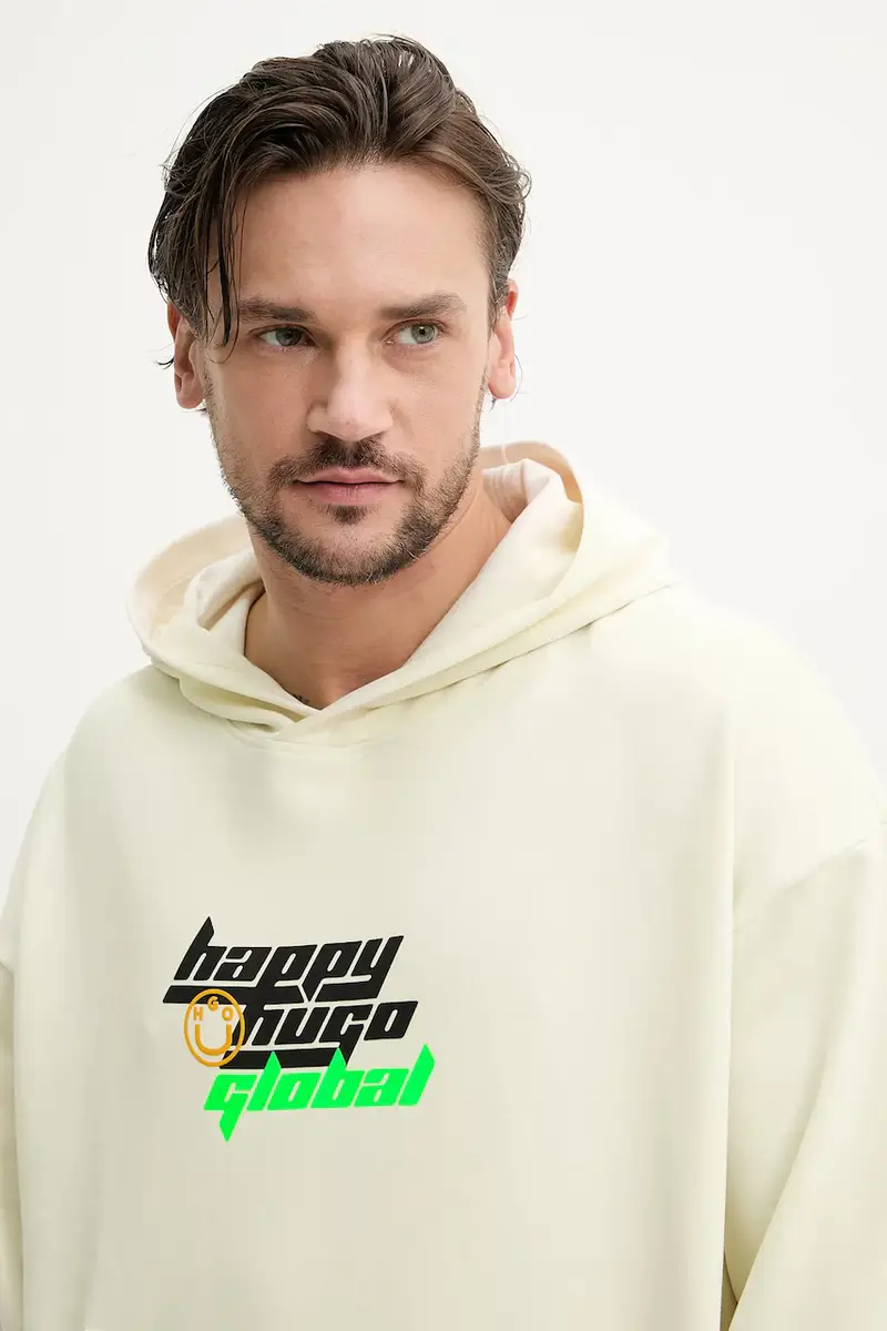 felpa in cotone uomo colore beige con cappuccio 50536113 miniatura 4