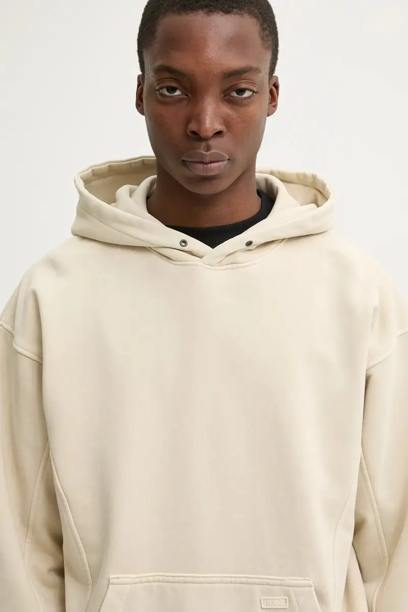 felpa in cotone uomo colore beige con cappuccio 50538681 miniatura 4