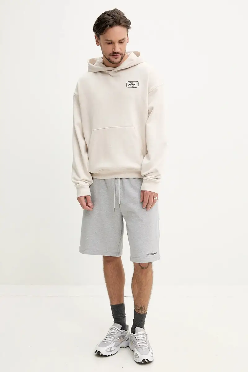 felpa in cotone uomo colore beige con cappuccio 50545939 miniatura 2