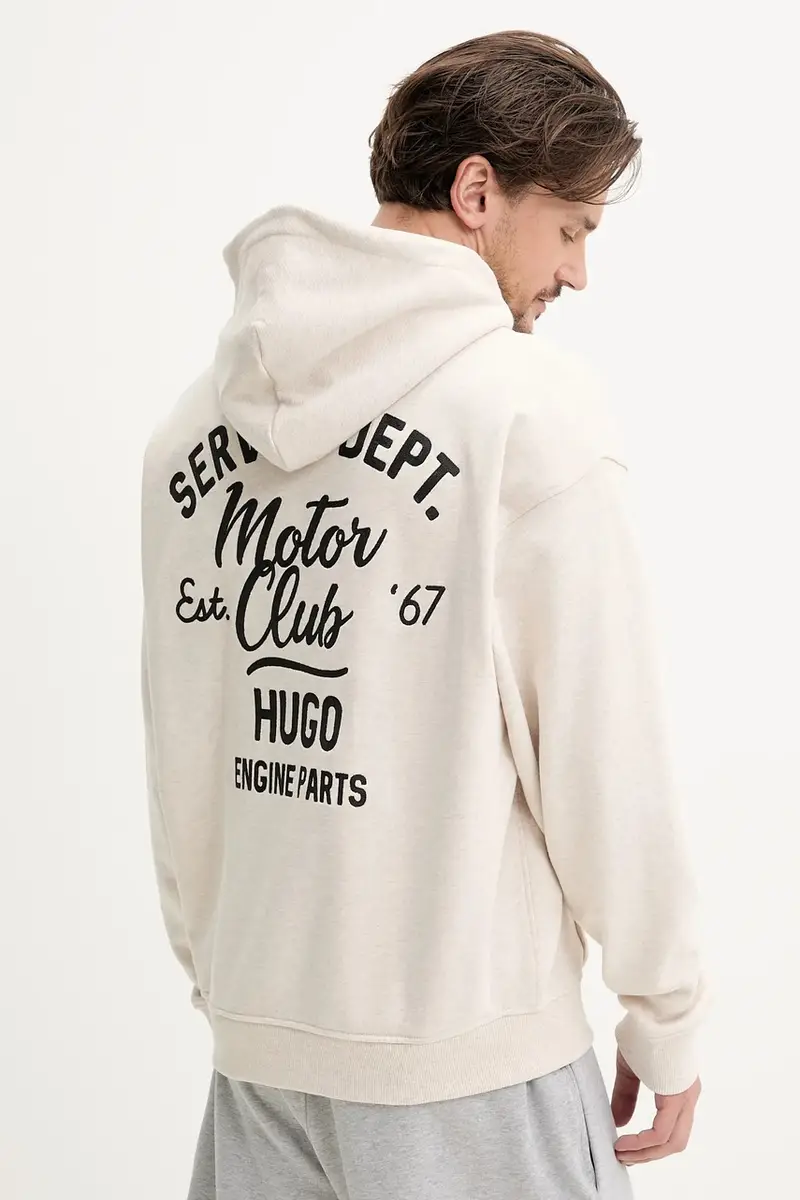 felpa in cotone uomo colore beige con cappuccio 50545939 miniatura 3