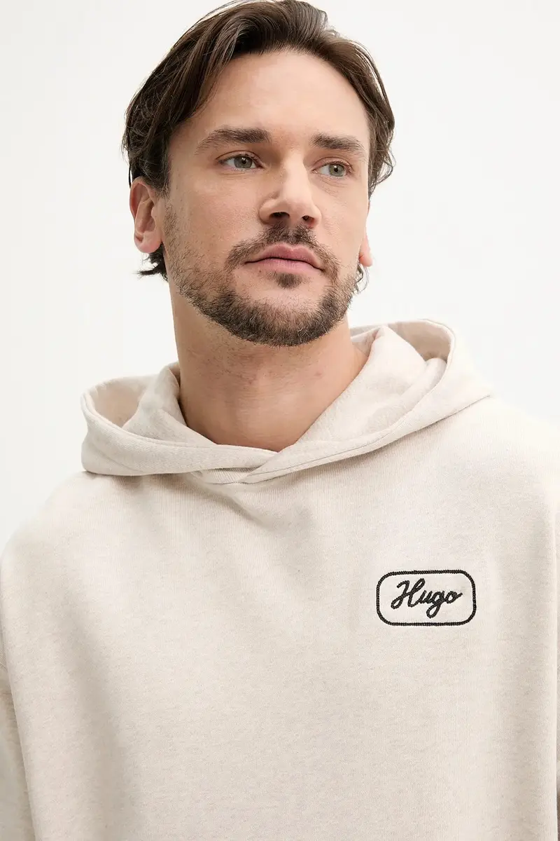 felpa in cotone uomo colore beige con cappuccio 50545939 miniatura 4