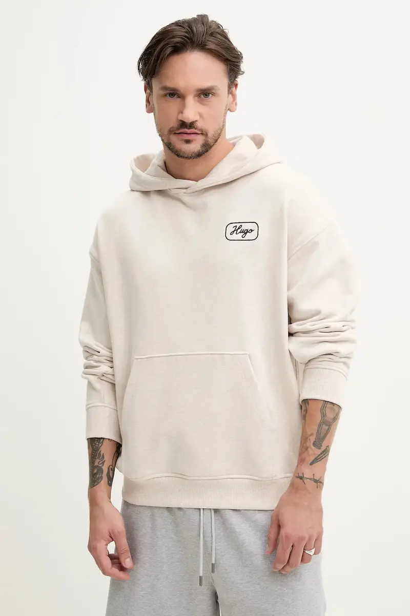 felpa in cotone uomo colore beige con cappuccio 50545939