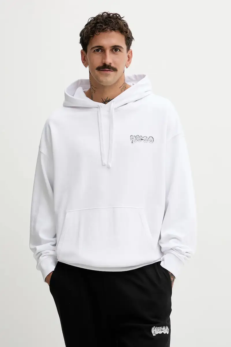 felpa in cotone uomo colore bianco con cappuccio 50549212 miniatura 3