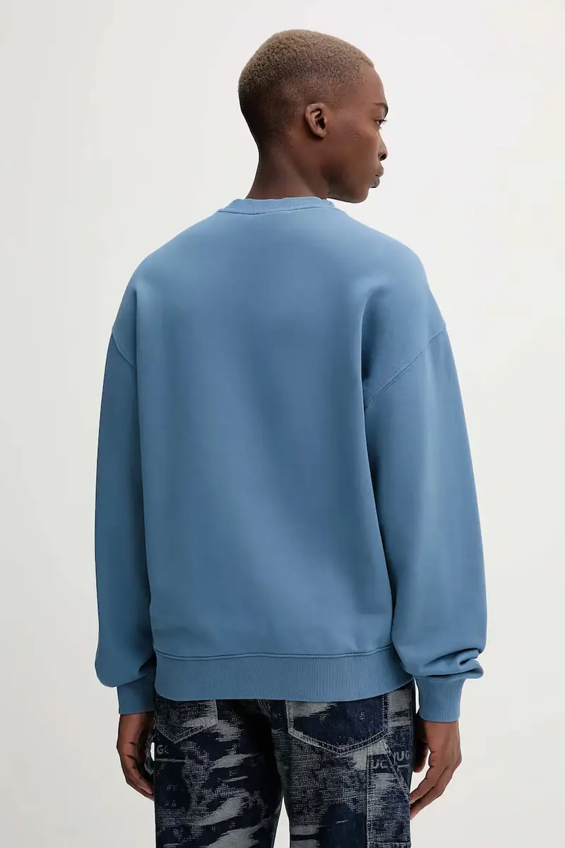 felpa in cotone uomo colore blu con applicazione 50549148 miniatura 3