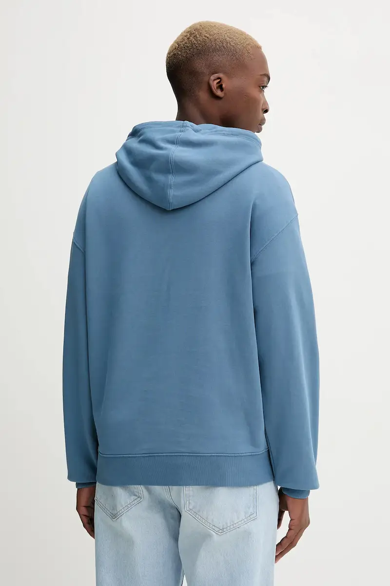 felpa in cotone uomo colore blu con cappuccio con applicazione 50549151 miniatura 3