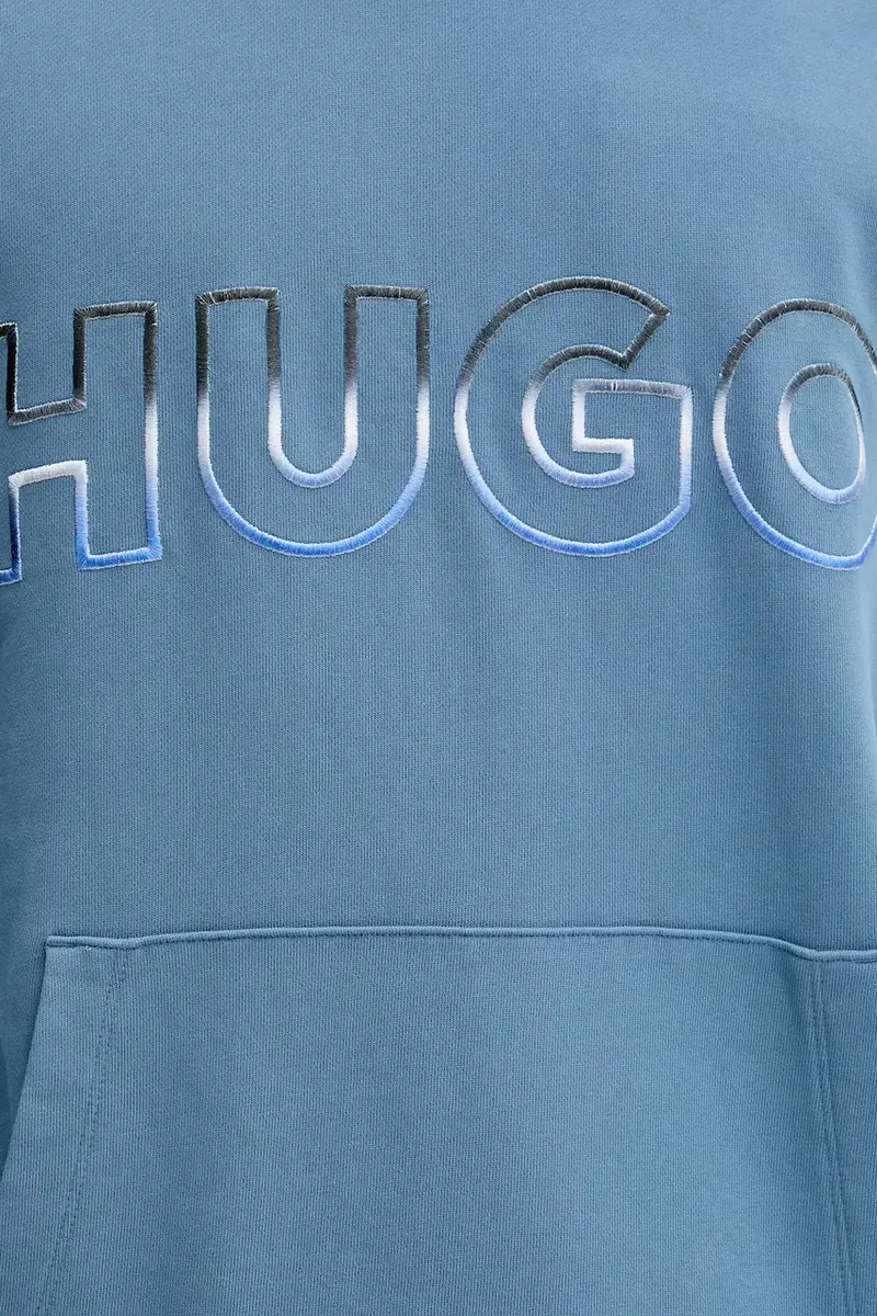 felpa in cotone uomo colore blu con cappuccio con applicazione 50549151 miniatura 5