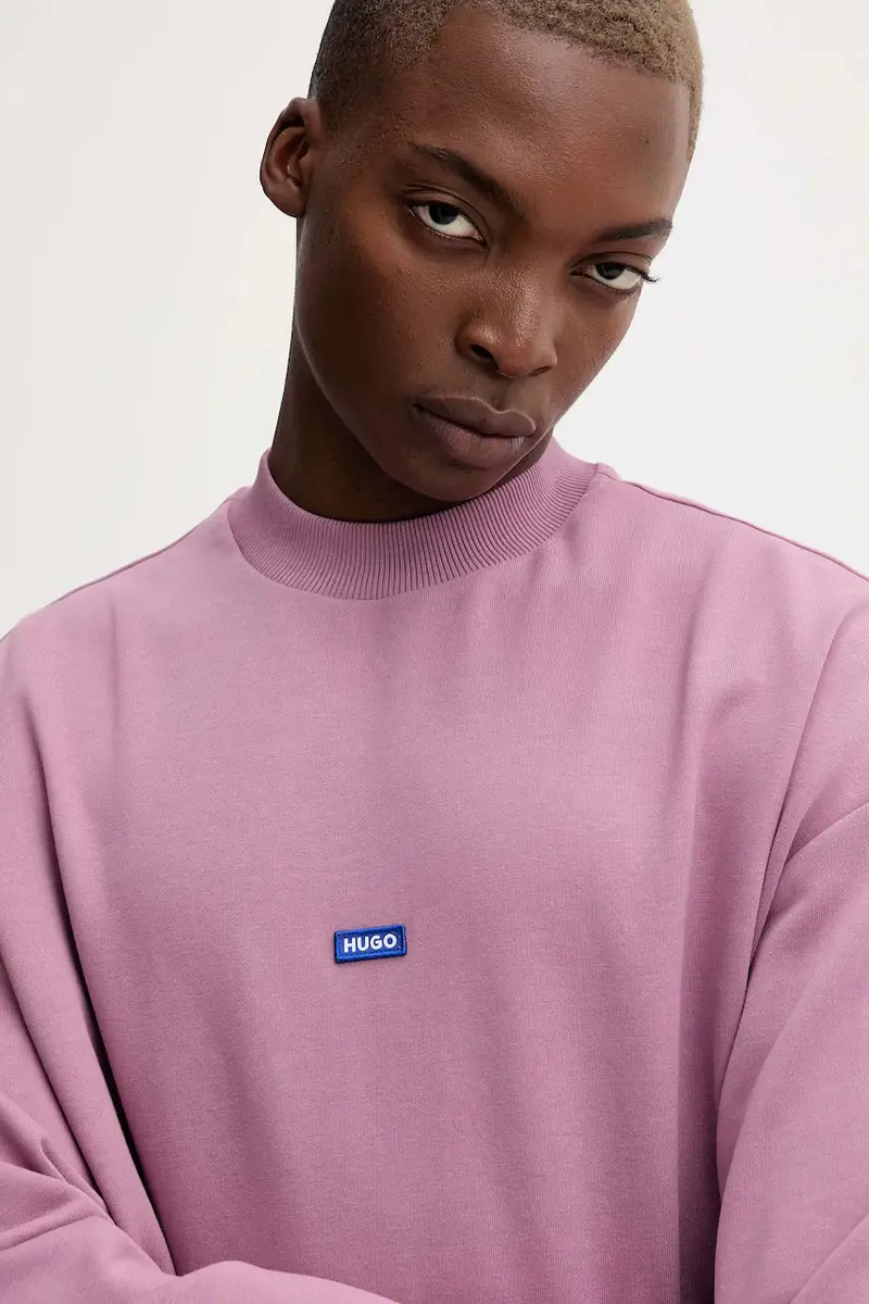 felpa in cotone uomo colore blu Rosa miniatura 4