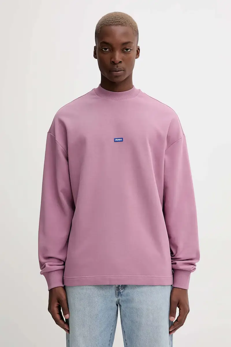 felpa in cotone uomo colore blu Rosa