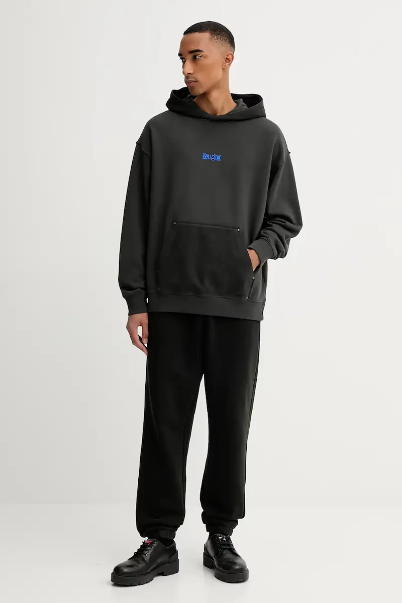 felpa in cotone uomo colore grigio con cappuccio 50542799 miniatura 2