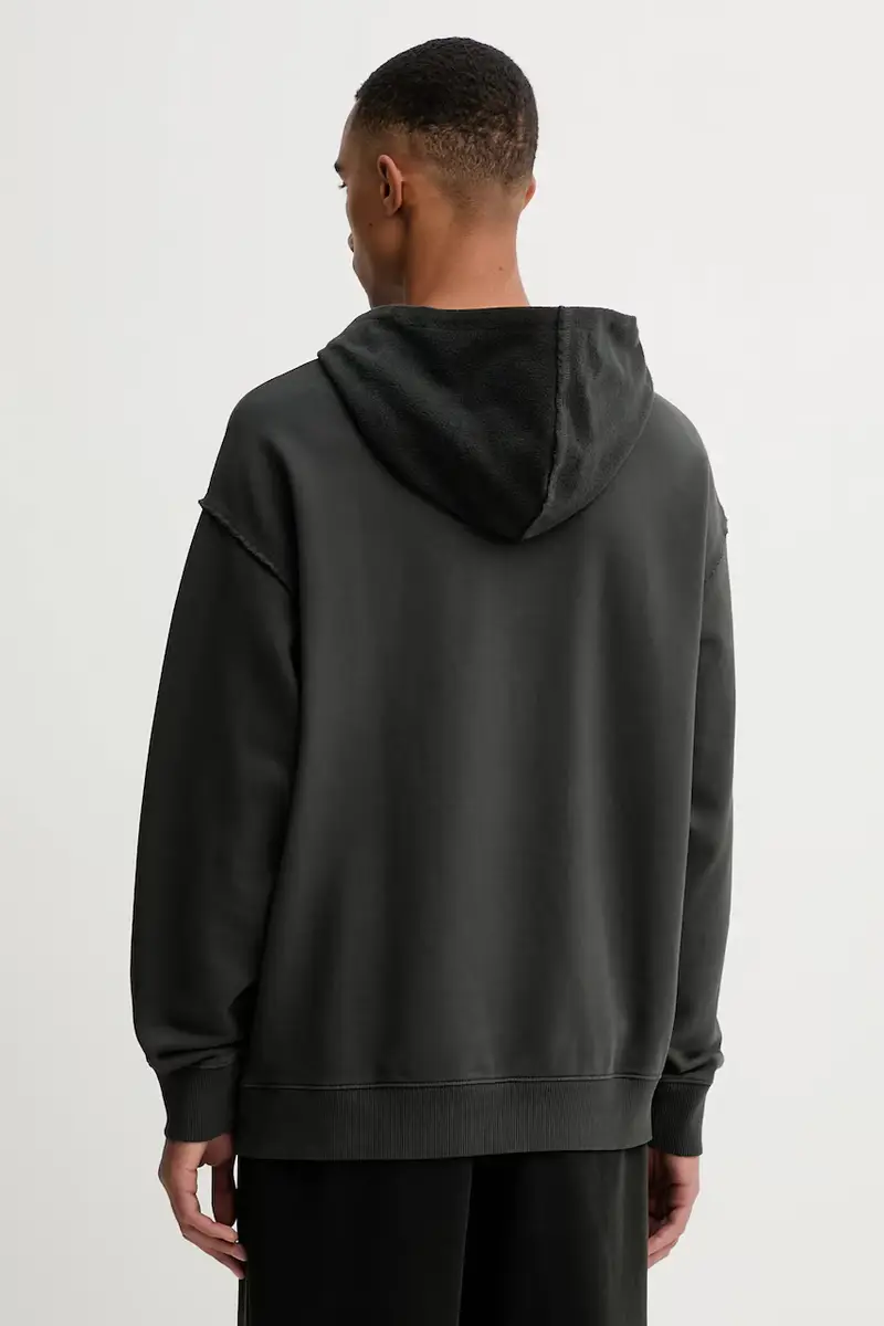 felpa in cotone uomo colore grigio con cappuccio 50542799 miniatura 3